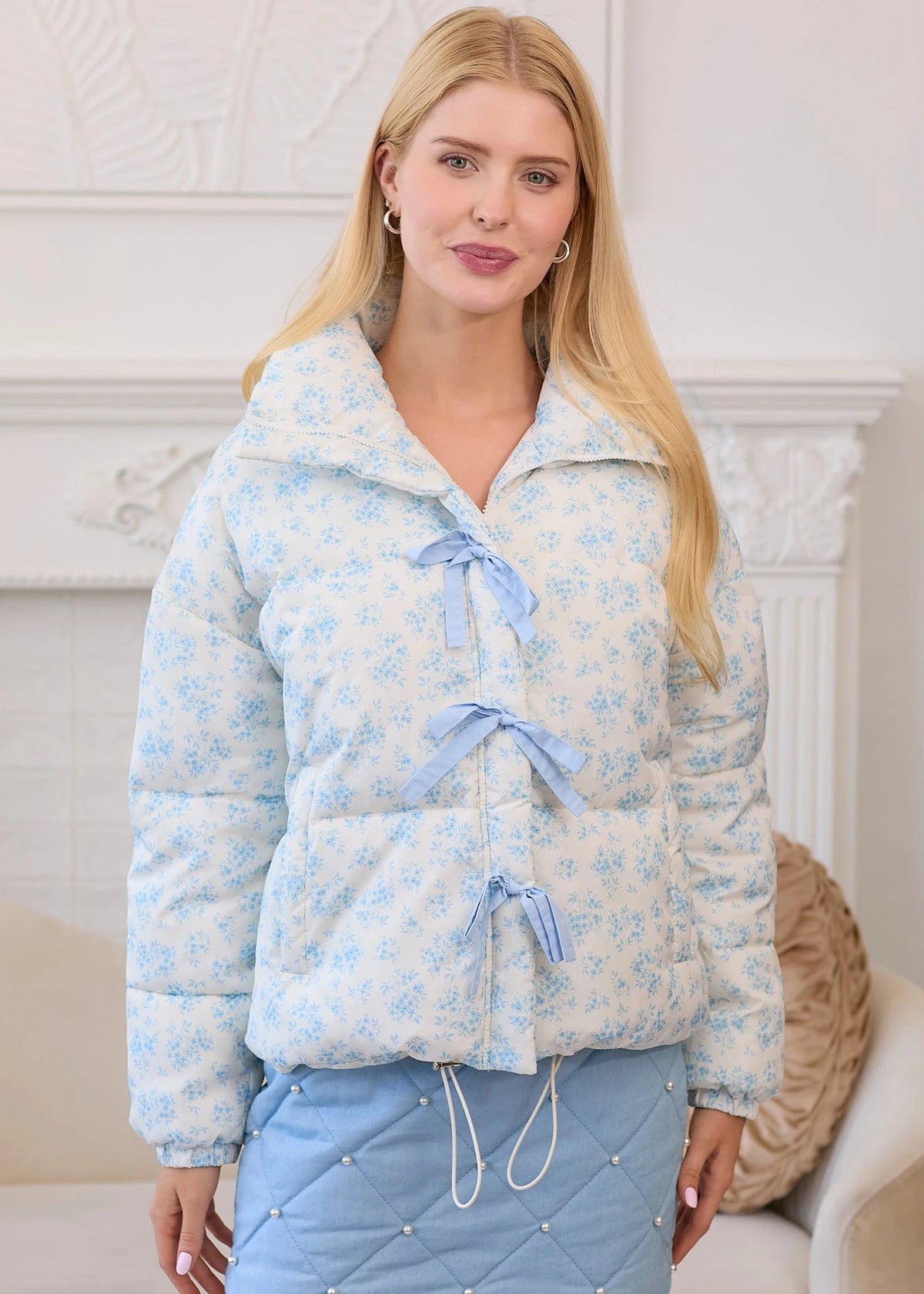 Matilda Blue Floral Ribbon Jacket