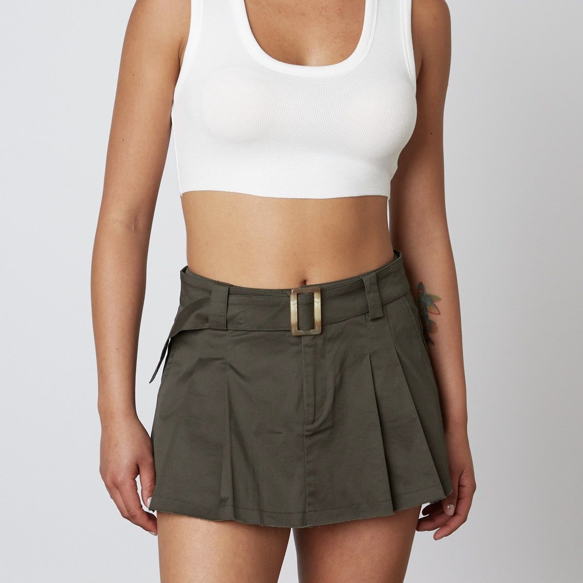 Aubrey Pleated Army Mini Skirt