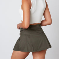 Aubrey Pleated Army Mini Skirt