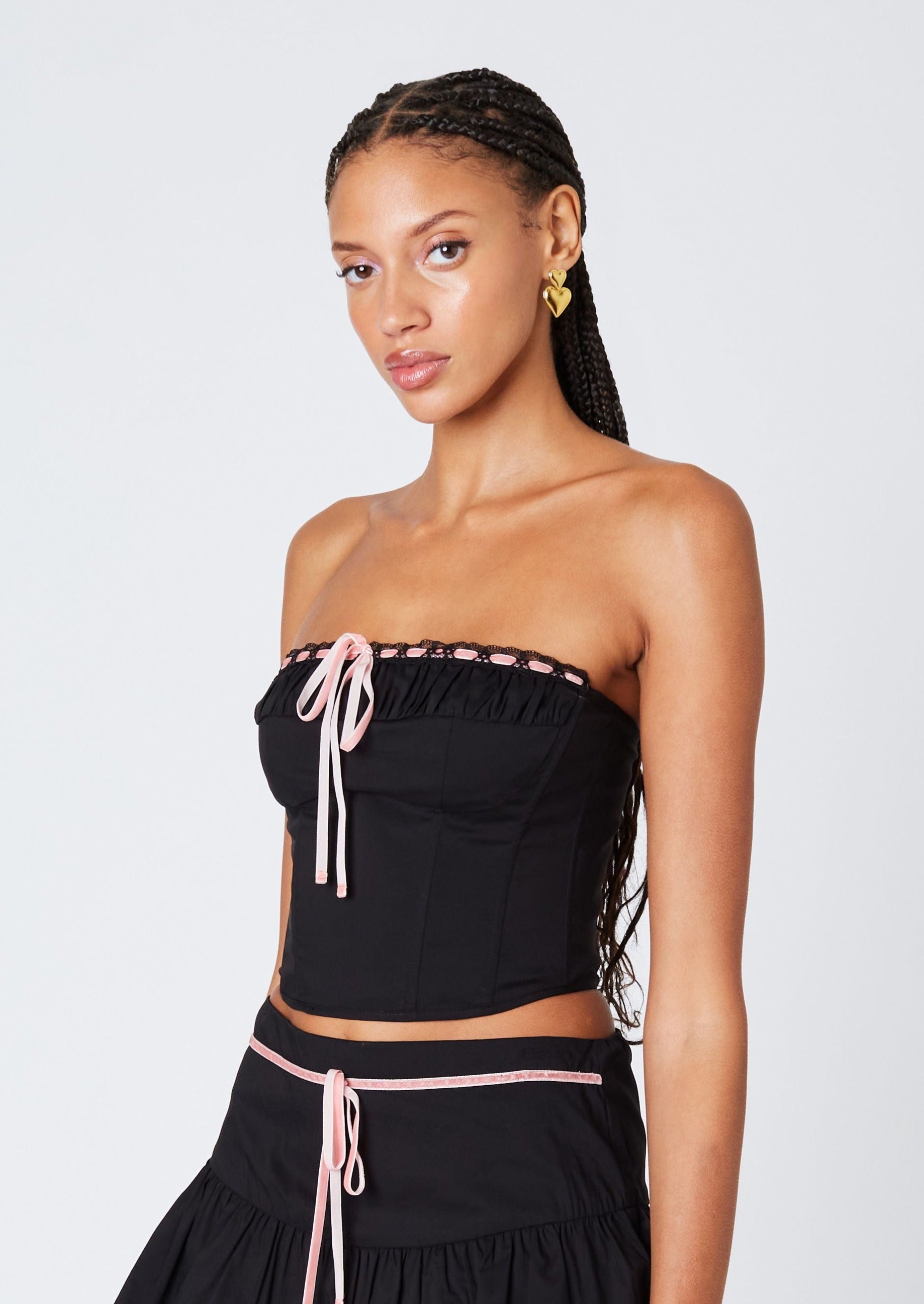 Roy ribbon tops ブラック Roy ribbon tops