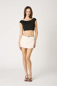 All Talk Cream Bow Mini Skirt