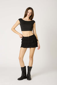 Charlotte Black Lace Ruffled Mini Skirt