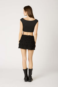 Charlotte Black Lace Ruffled Mini Skirt