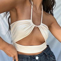 Erin Cream Ribbed Cut Out Top