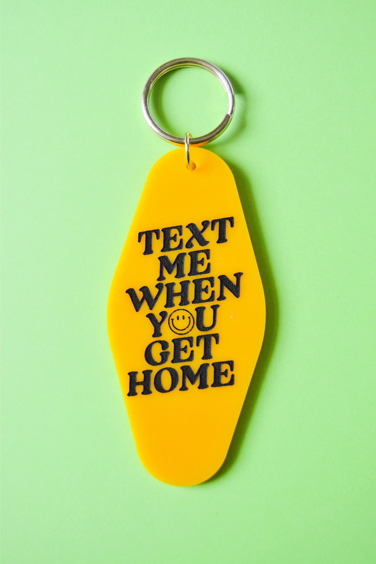 Text Me Yellow Keychain