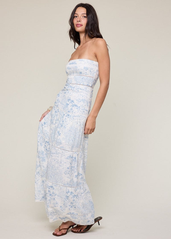 Dom Blue Strapless Maxi Dress