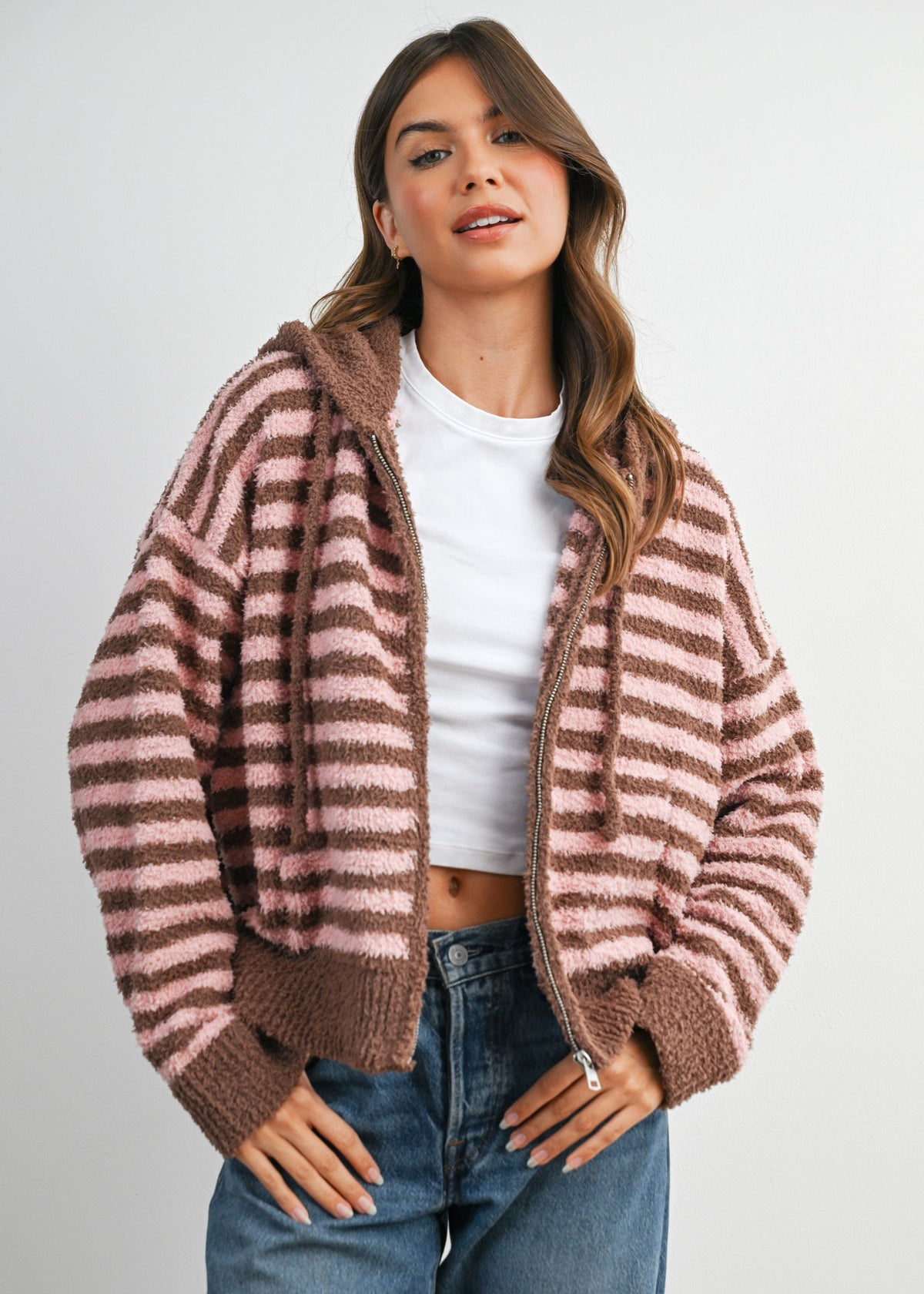 Monty Pink Fuzzy Zip Up