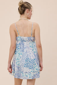 Esme Blue Patchwork Mini Dress