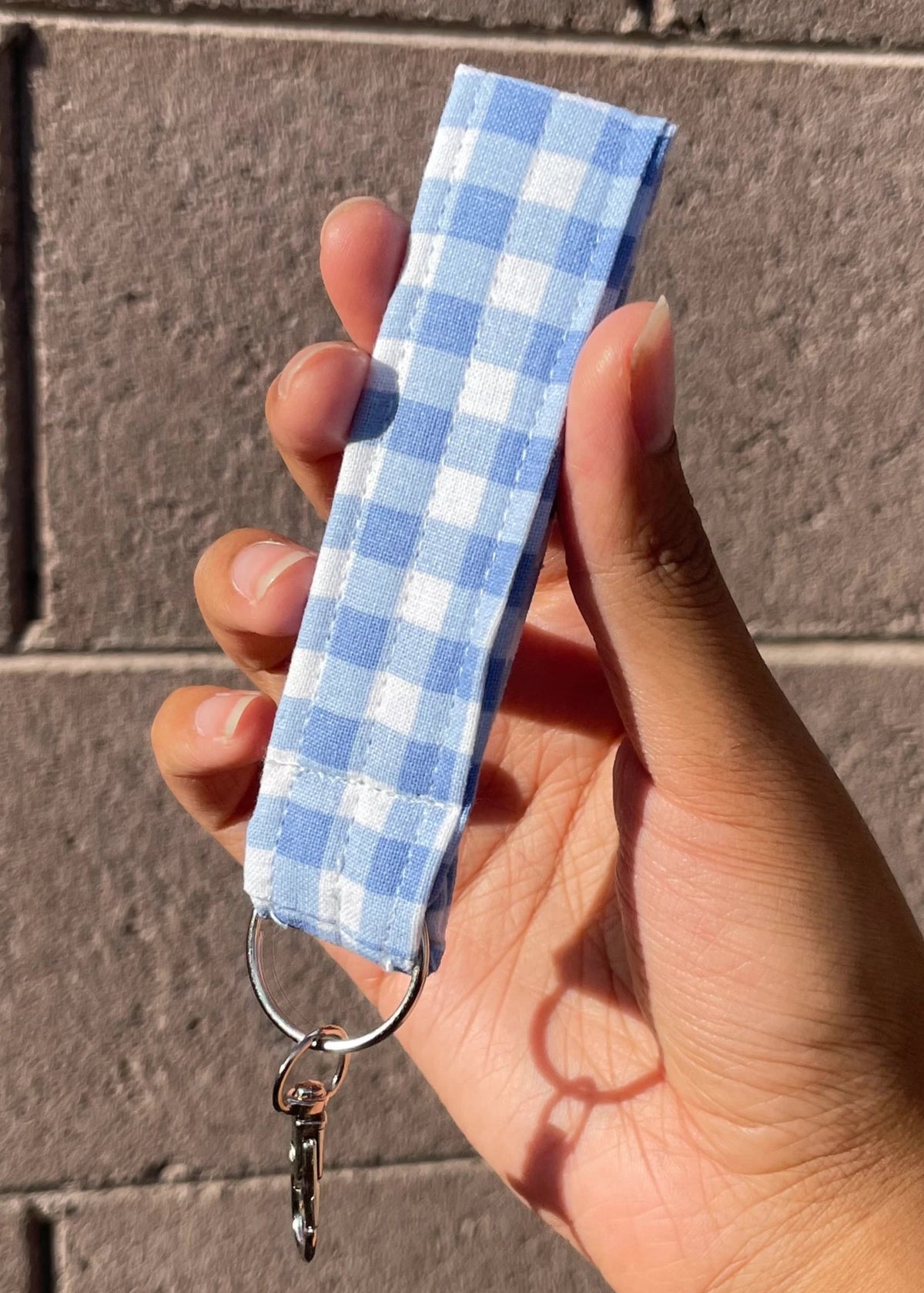 Blue Gingham Keychain