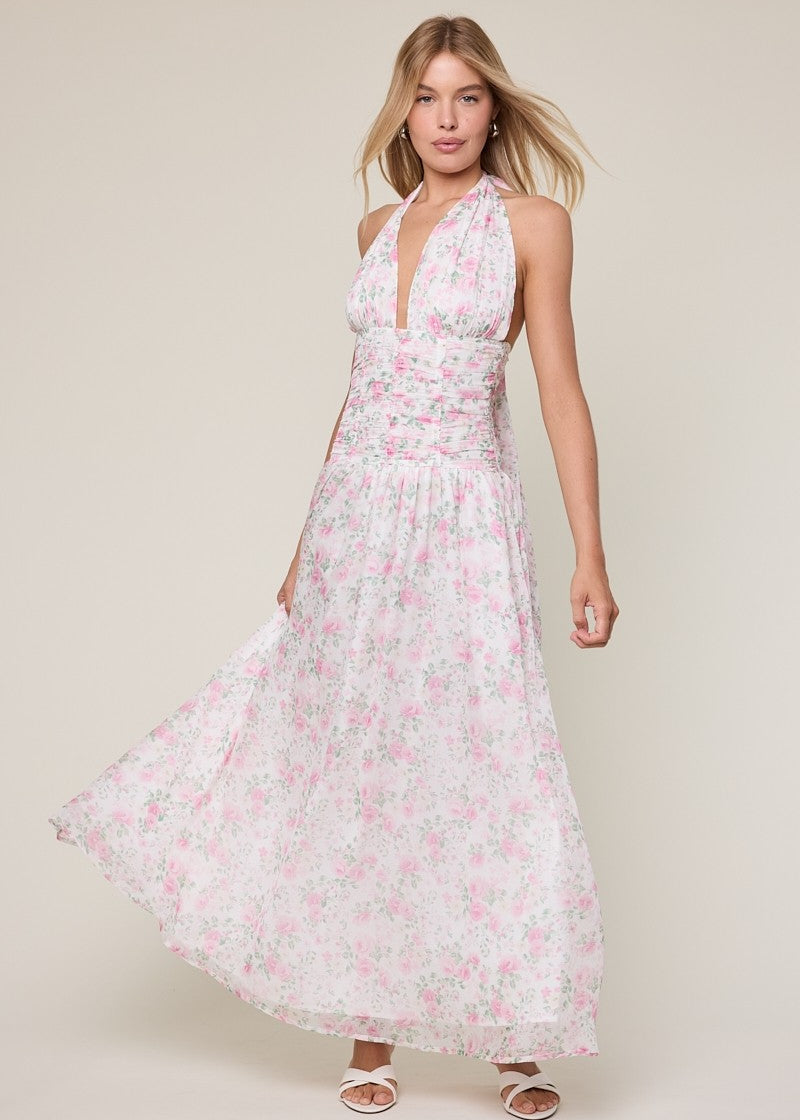 Sparks Fly Pink Tie Maxi Dress