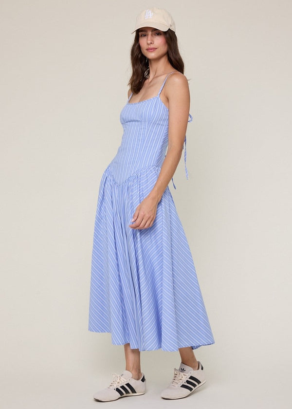 Ashtin Blue Striped Midi Dress