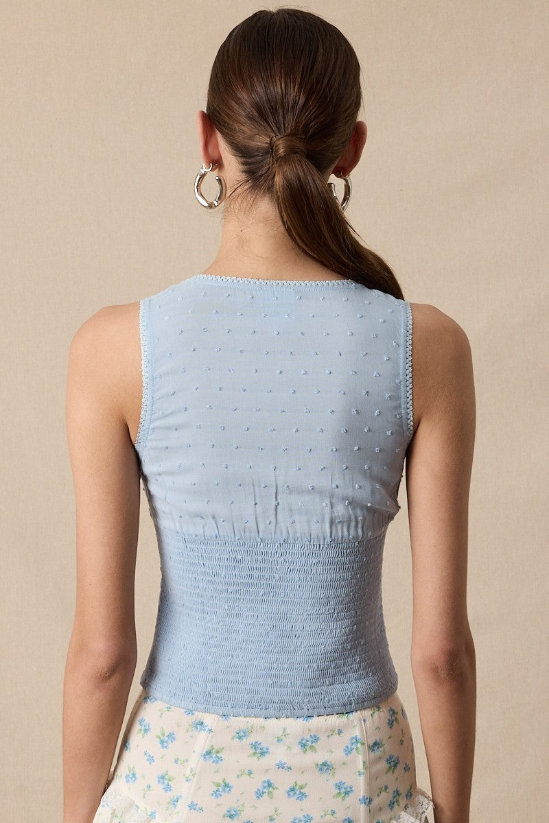 Miranda Blue Smocked Crop Top