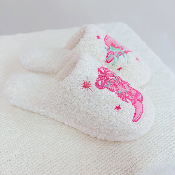 Pink Western Slippers