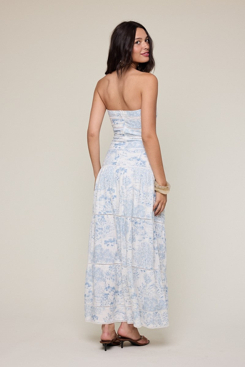 Dom Blue Strapless Maxi Dress