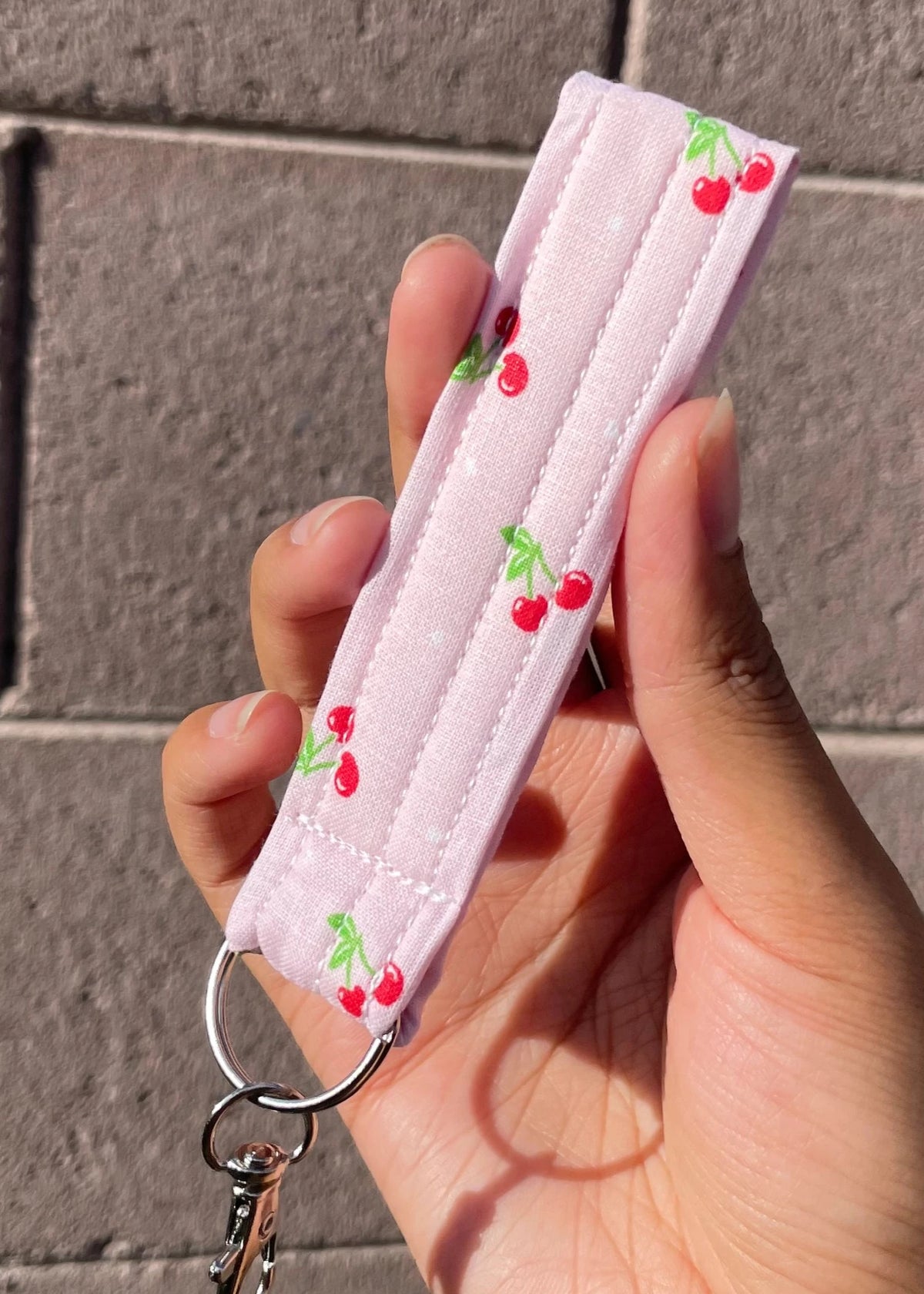 Pink Cherry Keychain