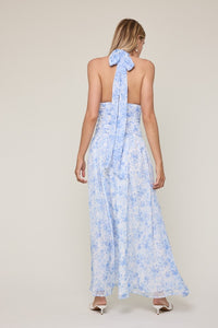 Sparks Fly Blue Tie Maxi Dress