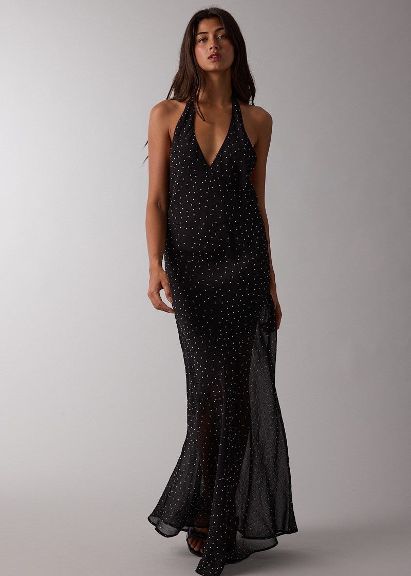 Mina Black Polka Dot Maxi Dress