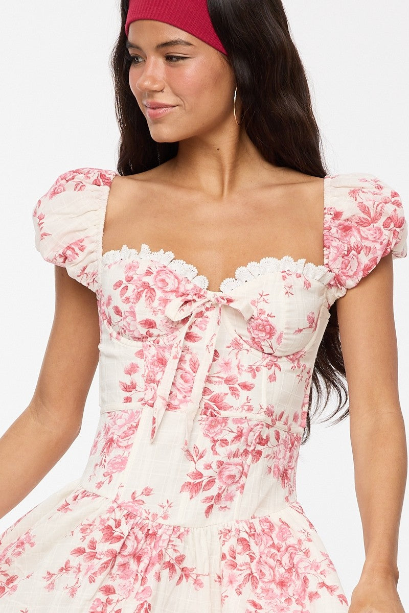 Helly Wine Floral Mini Dress