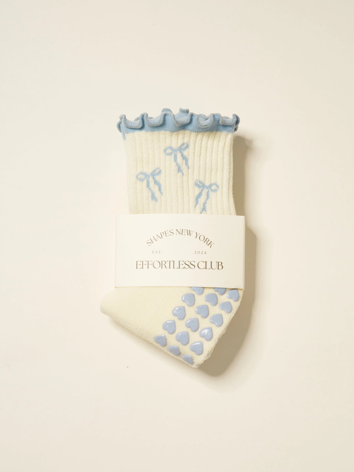 Blue Bow Grip Socks