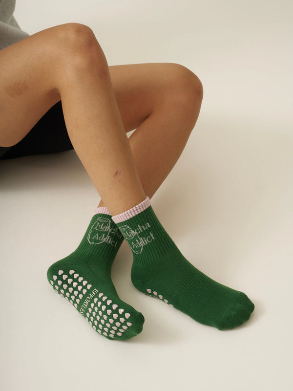 Matcha Addict Grip Socks