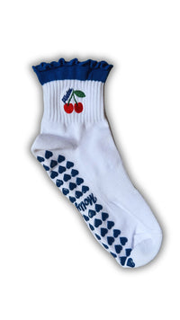 Dark Blue Cherry Grip Socks