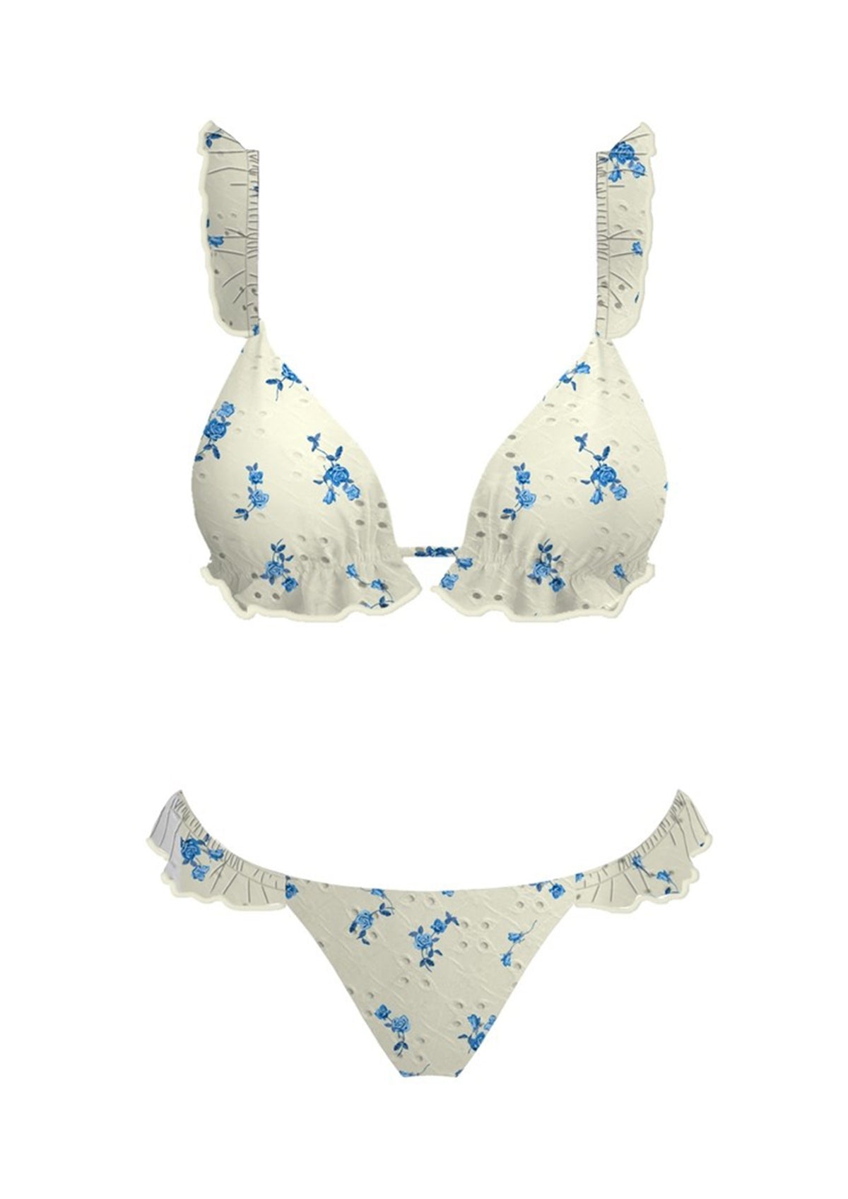 Santana Cream Floral Eyelet Bikini Set
