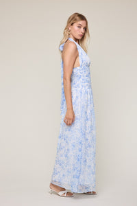 Sparks Fly Blue Tie Maxi Dress