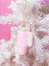 Glittered Pink Tumbler Ornament