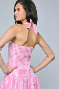 Isla Pink Gingham Mini Dress
