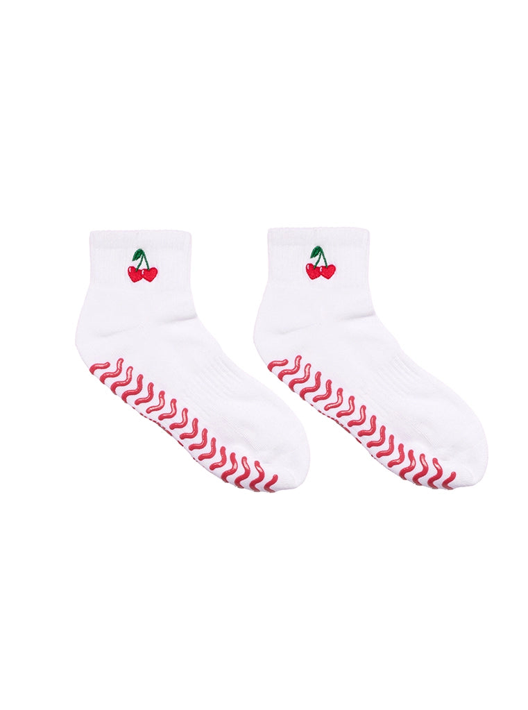 Cherry Heart Grip Ankle Socks