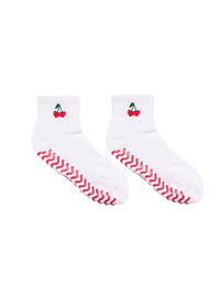 Cherry Heart Grip Ankle Socks