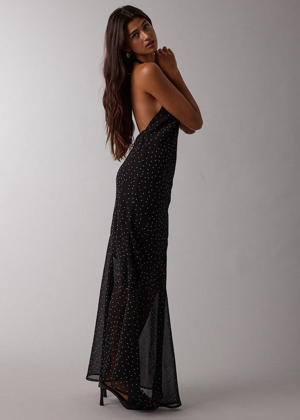 Mina Black Polka Dot Maxi Dress