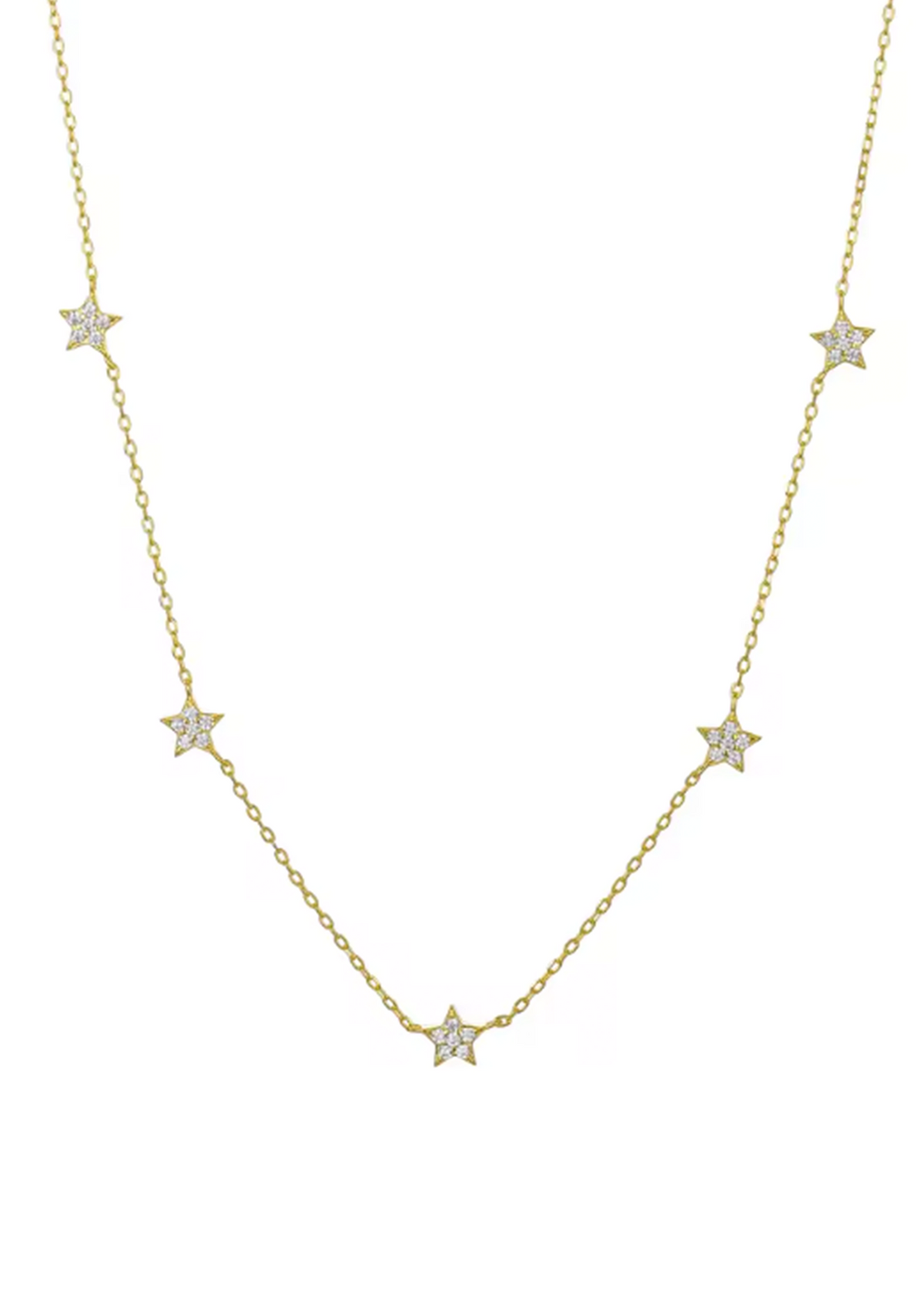 18k Gold Sparkly Stars Necklace