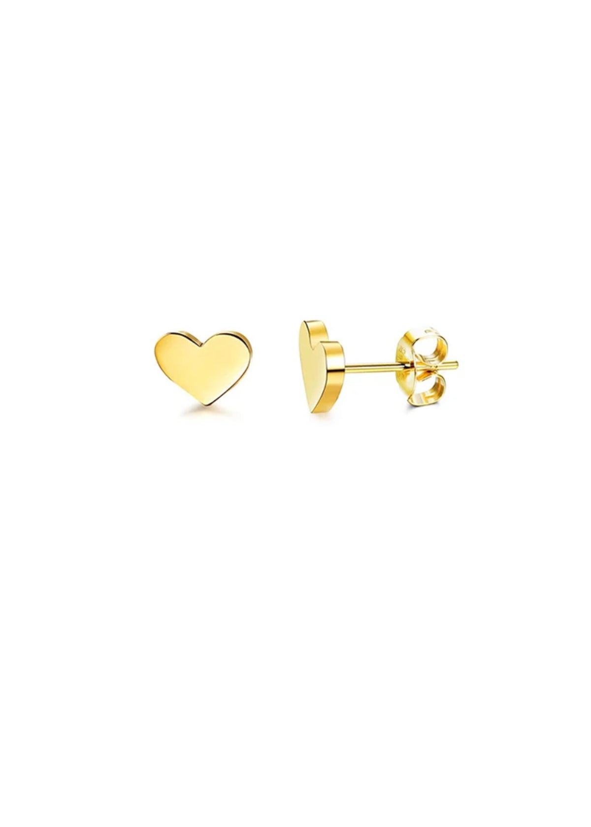 18k Gold Oblong Heart Studs