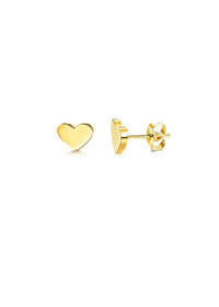 18k Gold Oblong Heart Studs