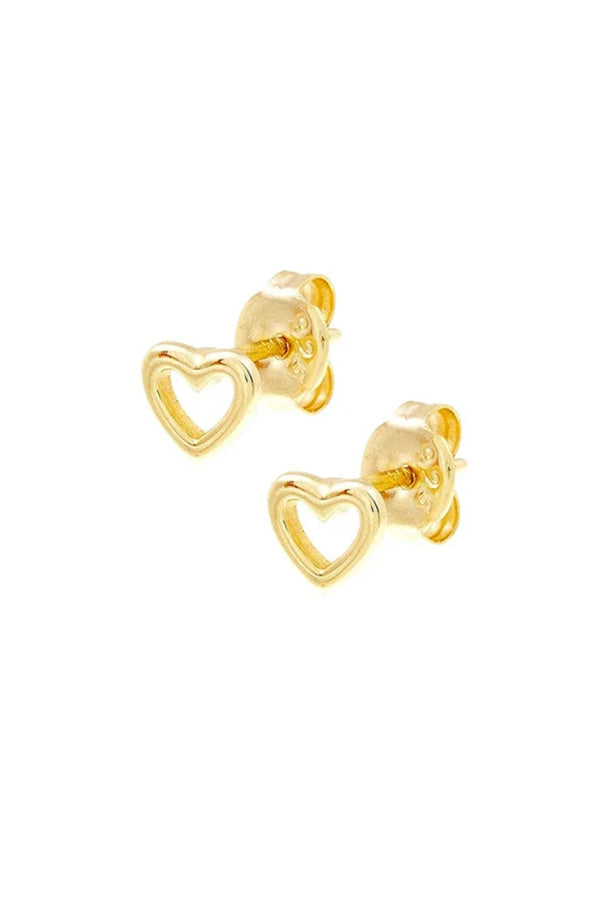 Outlined 18k Gold Heart Studs