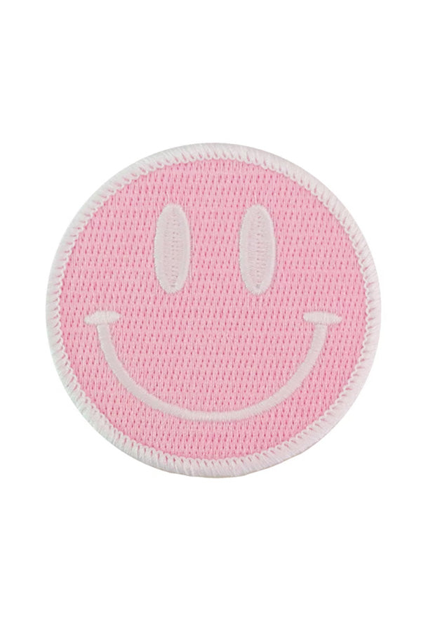 Pink Smiley Iron-On Patch