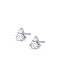 Sterling Silver Double CZ Stone Studs