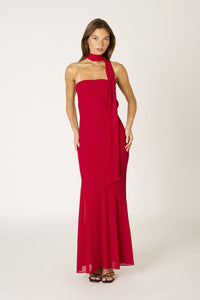 Valentina Red Scarf Maxi Dress