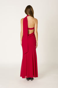 Valentina Red Scarf Maxi Dress