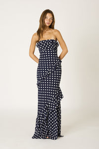 Antoinette Navy Ruffle Dress