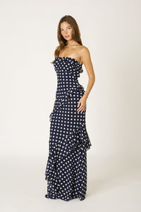 Antoinette Navy Ruffle Dress