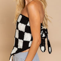 Maria Black Checkered Crochet Knit
