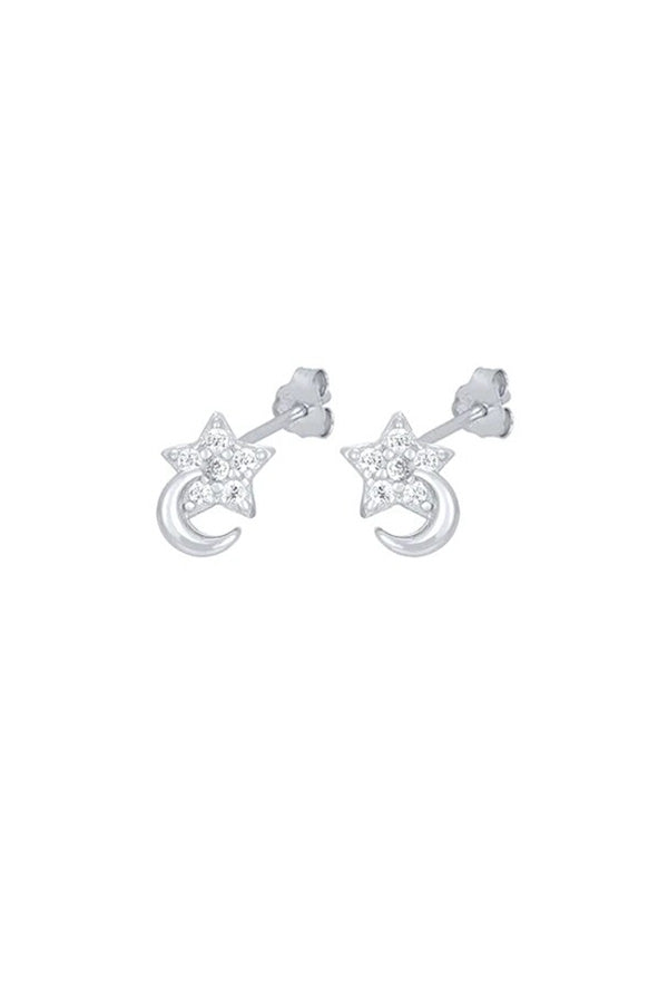 Moon and Star Silver Studs