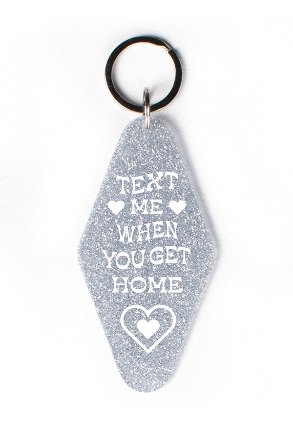 Text Me Silver Sparkly Keychain