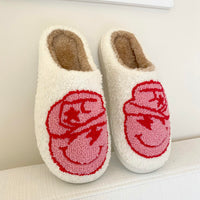 Pink Smiley Bolt Slippers